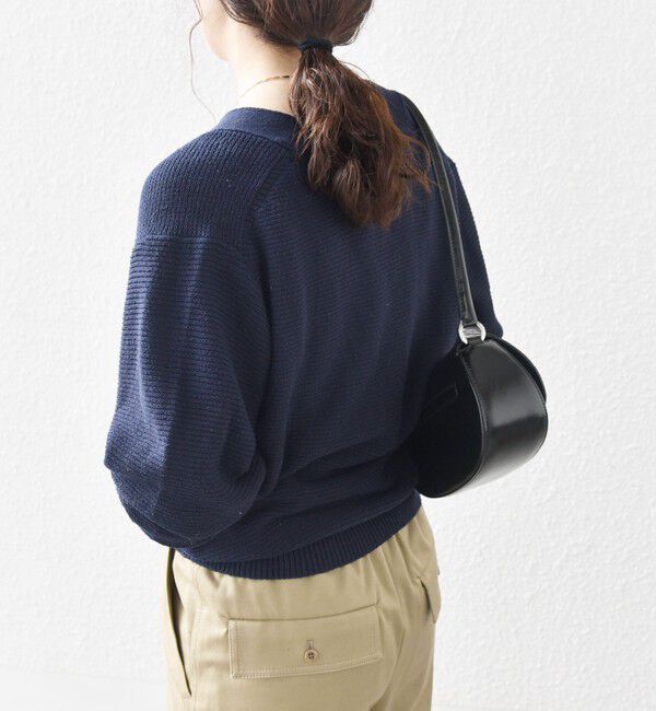 SHIPS any「SHIPS any: シルク コットン レースアップ ニット プルオーバー」|ニット・セーター|