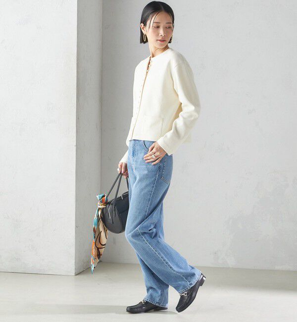 SHIPS for women「〈手洗い可能〉ブークレ ダブル ニット パールモチーフボタン カーディガン」|カーディガン|