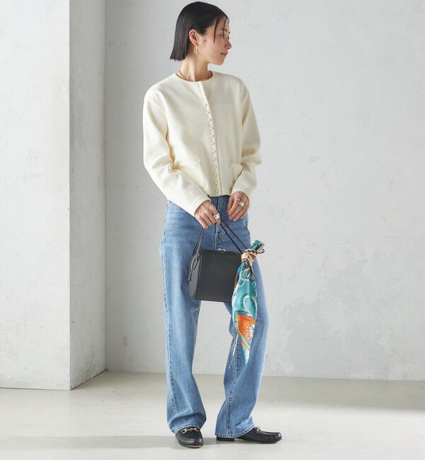 SHIPS for women「〈手洗い可能〉ブークレ ダブル ニット パールモチーフボタン カーディガン」|カーディガン|