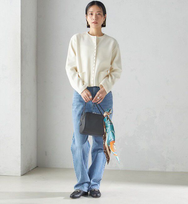 SHIPS for women「〈手洗い可能〉ブークレ ダブル ニット パールモチーフボタン カーディガン」|カーディガン|