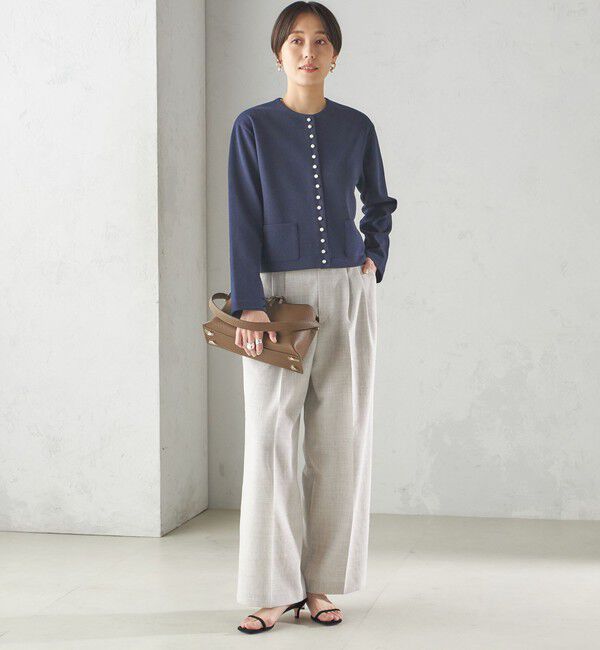 SHIPS for women「〈手洗い可能〉ブークレ ダブル ニット パールモチーフボタン カーディガン」|カーディガン|