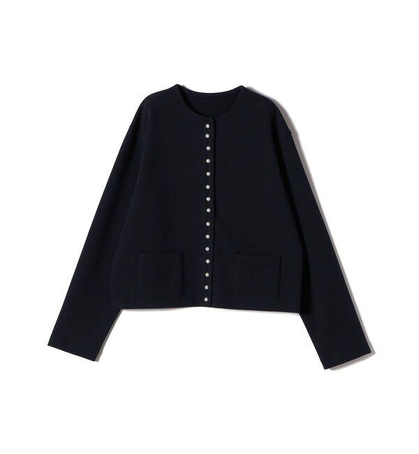 SHIPS for women「〈手洗い可能〉ブークレ ダブル ニット パールモチーフボタン カーディガン」|カーディガン|