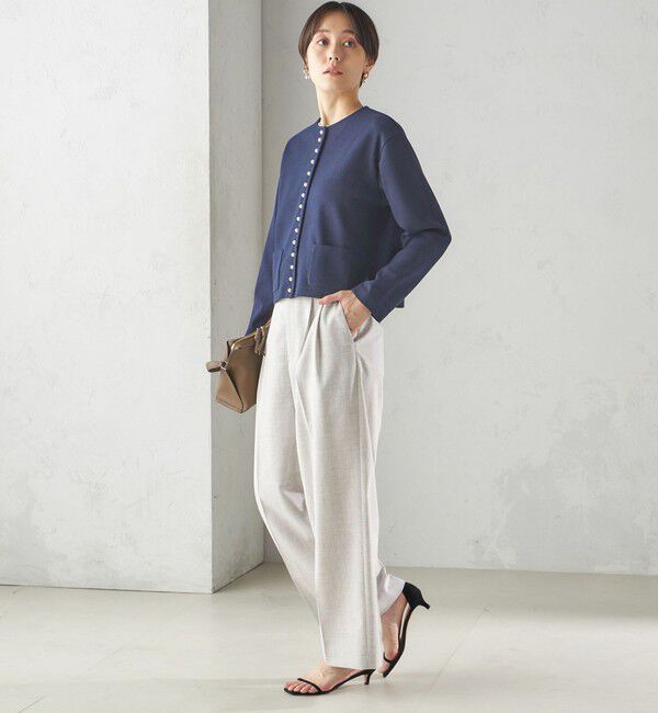 SHIPS for women「〈手洗い可能〉ブークレ ダブル ニット パールモチーフボタン カーディガン」|カーディガン|