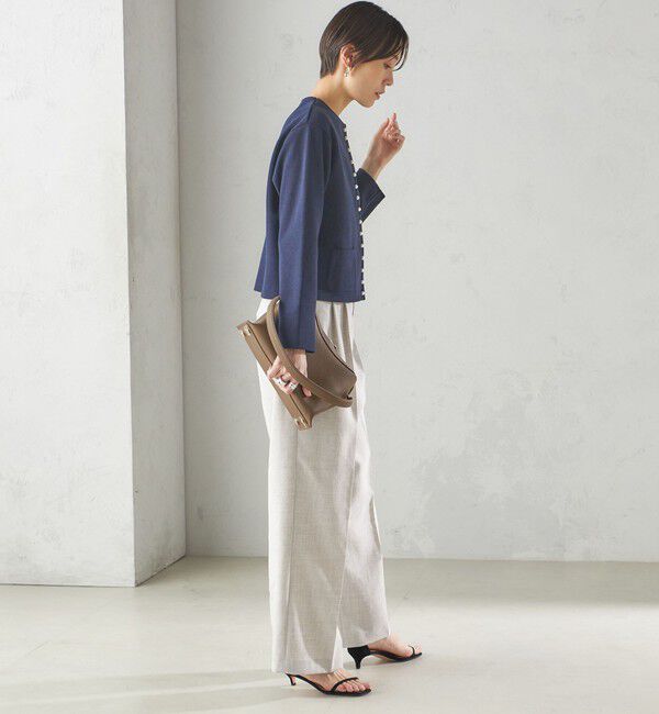 SHIPS for women「〈手洗い可能〉ブークレ ダブル ニット パールモチーフボタン カーディガン」|カーディガン|