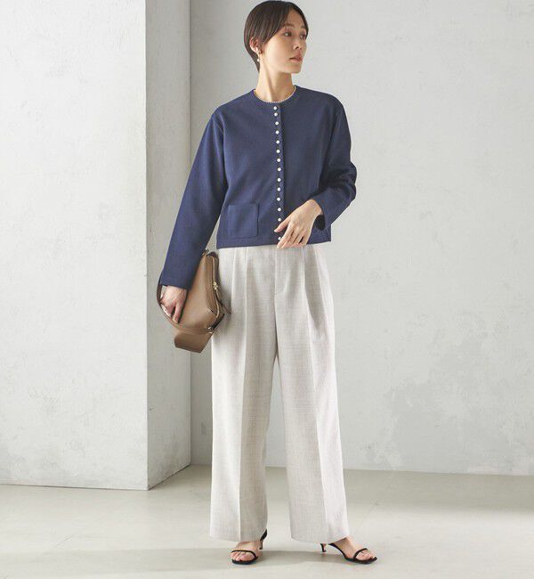 SHIPS for women「〈手洗い可能〉ブークレ ダブル ニット パールモチーフボタン カーディガン」|カーディガン|