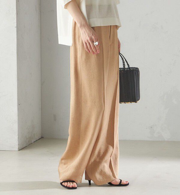 SHIPS for women「〈接触冷感/吸水速乾〉アセテート ワッシャー ウエスト デザイン パンツ」|スラックス|