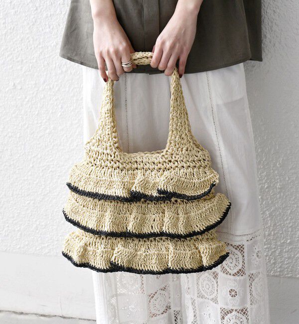 SHIPS any「《一部追加予約》【WEB限定】SHIPS any: バイカラー フリル ペーパー トート バッグ」|トートバッグ|