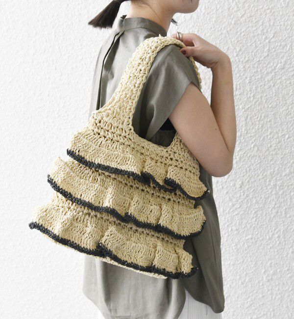 SHIPS any「《一部追加予約》【WEB限定】SHIPS any: バイカラー フリル ペーパー トート バッグ」|トートバッグ|