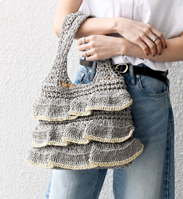 SHIPS any「《一部追加予約》【WEB限定】SHIPS any: バイカラー フリル ペーパー トート バッグ」|トートバッグ|