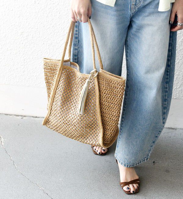 SHIPS any「SHIPS any: タッセル 透かし編み ペーパー トート バッグ」|トートバッグ|