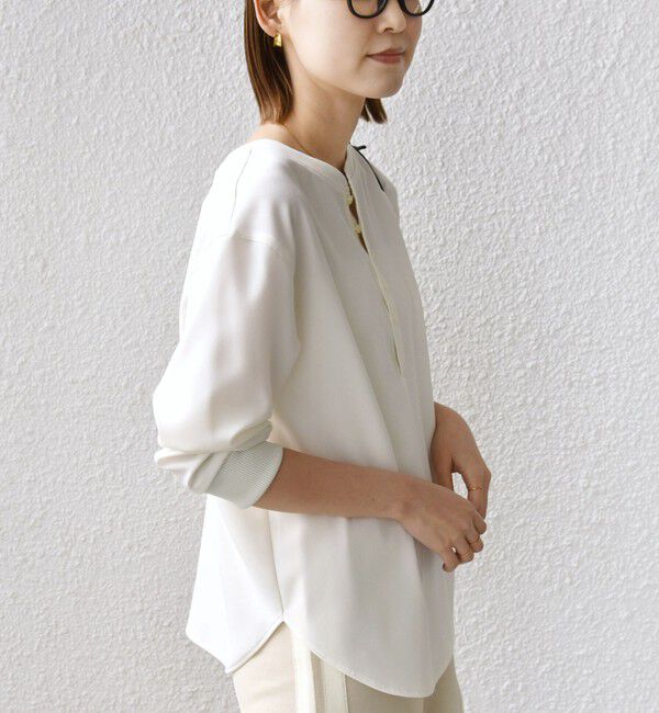 SHIPS for women「〈手洗い可能〉前後 2WAY ジョーゼット 袖リブ プルオーバー」|シャツ・ブラウス|