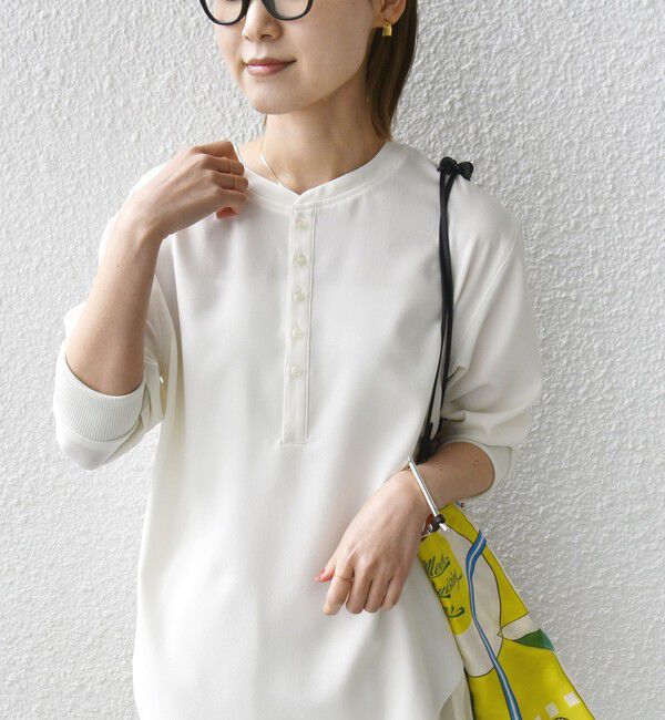 SHIPS for women「〈手洗い可能〉前後 2WAY ジョーゼット 袖リブ プルオーバー」|シャツ・ブラウス|