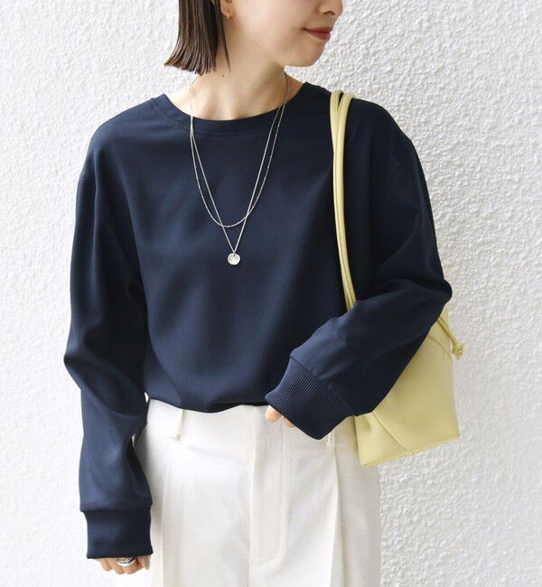 SHIPS for women「〈手洗い可能〉前後 2WAY ジョーゼット 袖リブ プルオーバー」|シャツ・ブラウス|ネイビー