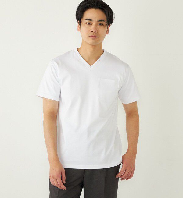 SHIPS Colors 「SHIPS Colors:〈接触冷感〉シルケット コットン Vネック TEE◇」|Tシャツ・カットソー|