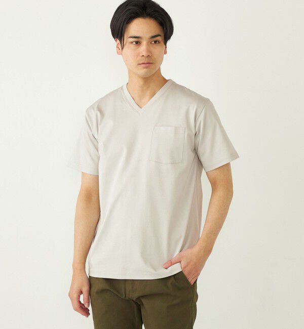 SHIPS Colors 「SHIPS Colors:〈接触冷感〉シルケット コットン Vネック TEE◇」|Tシャツ・カットソー|グレー