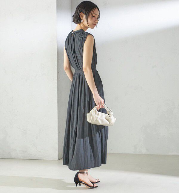 SHIPS for women「〈手洗い可能〉割繊 無地 ノースリーブ ワンピース」|ワンピース|