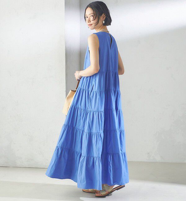 SHIPS for women「〈手洗い可能〉Fanaka:ポプリン ティアード ロング ワンピース」|ワンピース|