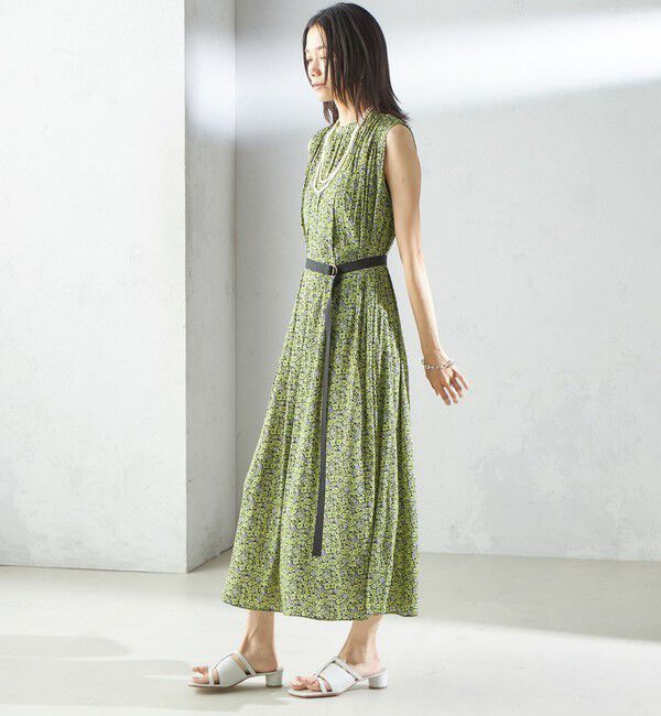 SHIPS for women「〈手洗い可能〉割繊 フラワー プリント ノースリーブ ワンピース」|ワンピース|