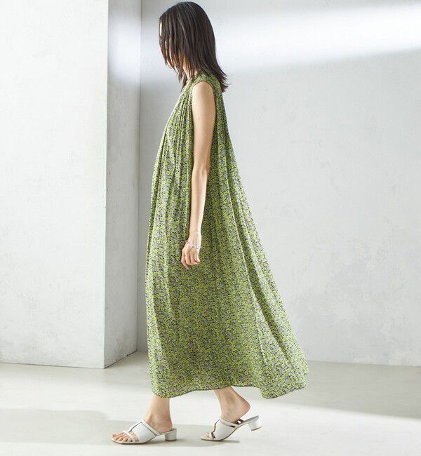 SHIPS for women「〈手洗い可能〉割繊 フラワー プリント ノースリーブ ワンピース」|ワンピース|