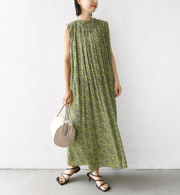 SHIPS for women「〈手洗い可能〉割繊 フラワー プリント ノースリーブ ワンピース」|ワンピース|