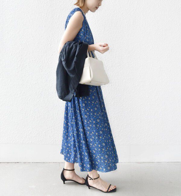 SHIPS for women「〈手洗い可能〉割繊 フラワー プリント ノースリーブ ワンピース」|ワンピース|