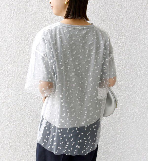 SHIPS for women「【WEB限定】スター チュール レイヤード TEE」|Tシャツ・カットソー|