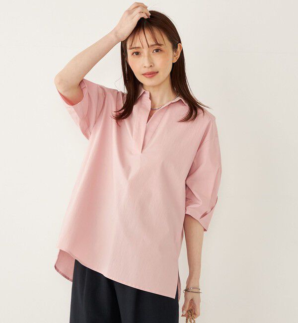 SHIPS Colors 「《追加予約》SHIPS Colors:〈手洗い可能〉ストレッチ スキッパー シャツ◆」|シャツ・ブラウス|