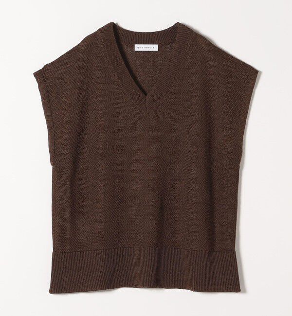 quaranciel「quaranciel:〈手洗い可能〉ラミー ミックス Vネック ノースリーブ シアー ニット」|ニット・セーター|