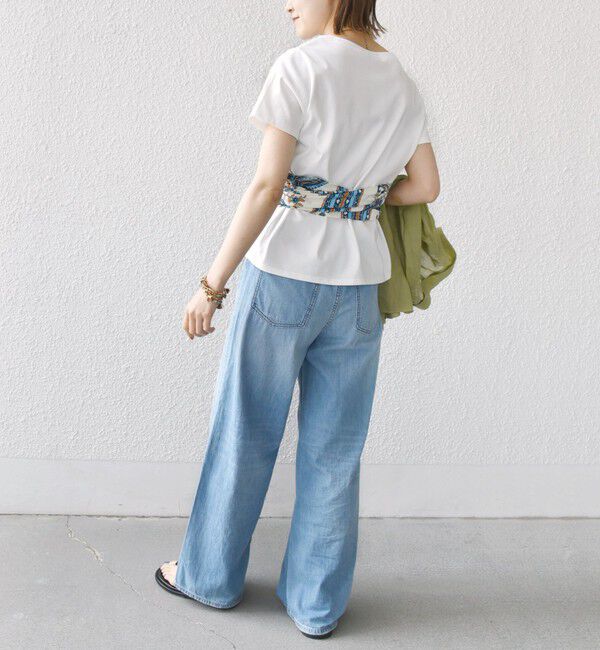 SHIPS for women「【WEB限定】〈手洗い可能〉スカーフ コンビ TEE」|Tシャツ・カットソー|