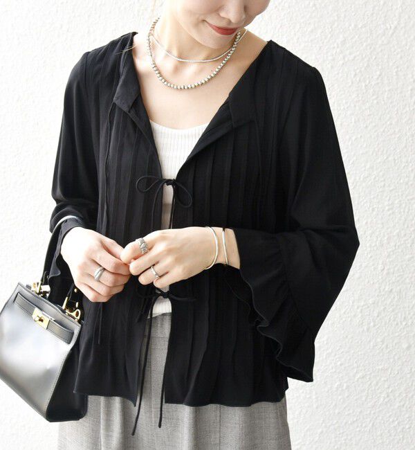 SHIPS any「SHIPS any:〈洗濯機可能〉ラッフル リボン ピンタック フレアスリーブ ブラウス」|シャツ・ブラウス|