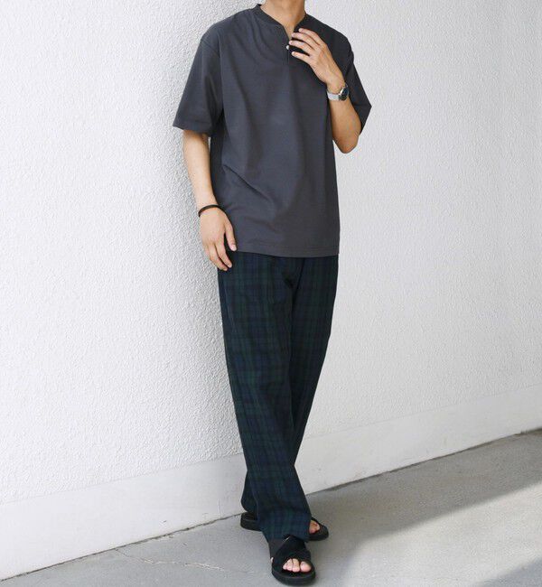 SHIPS any「SHIPS any:〈接触冷感・遮熱・UVカット機能等〉サマーファンクション 鹿の子 ヘンリーネック Tシャツ◆」|Tシャツ・カットソー|