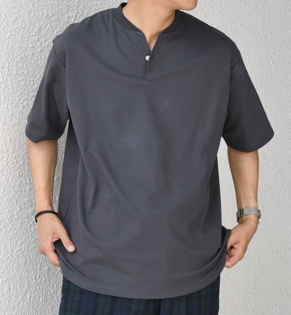 SHIPS any「SHIPS any:〈接触冷感・遮熱・UVカット機能等〉サマーファンクション 鹿の子 ヘンリーネック Tシャツ◆」|Tシャツ・カットソー|