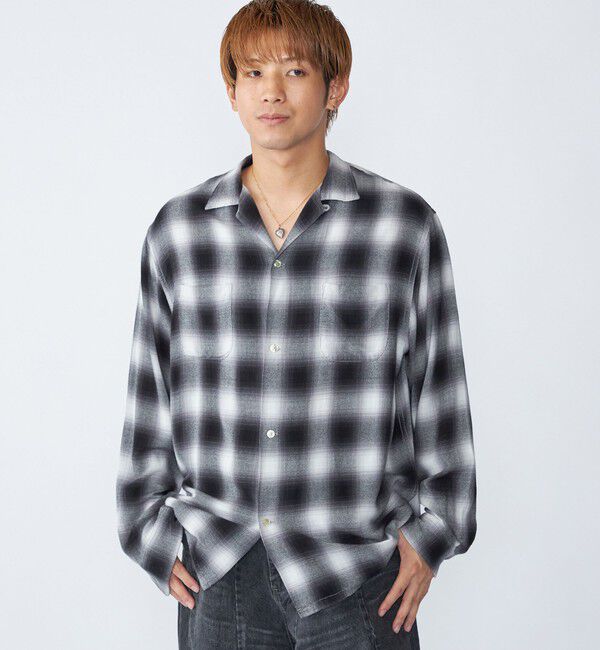 SHIPS「TOWNCRAFT: 60 LOOP COLLER SHIRT」|シャツ・ブラウス|ブラック
