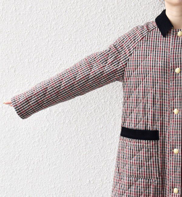 SHIPS any「SHIPS any: キルティング チェック ステンカラー Aライン ロング コート」|ステンカラーコート|