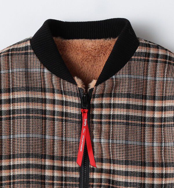 SHIPS Colors 「SHIPS Colors:90～140cm / ボア ボマー ジャケット チェック◇」|ブルゾン・スタジャン|