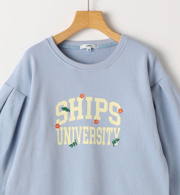 SHIPS KIDS「SHIPS KIDS:140～150cm / カレッジロゴ フラワー 刺繍 スウェット ワンピース」|ワンピース|