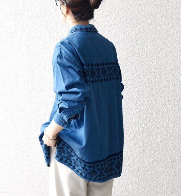 SHIPS any「bon_meur:〈洗濯機可能〉エンブロイダリー デニム シャツ ジャケット」|デニムジャケット|