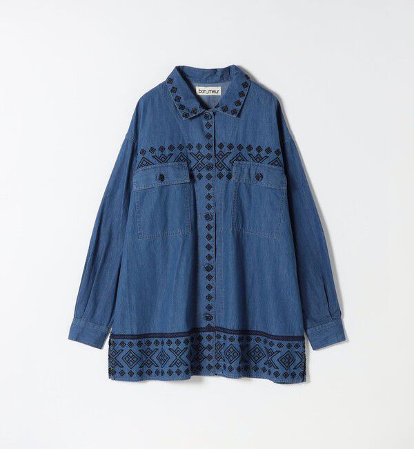 SHIPS any「bon_meur:〈洗濯機可能〉エンブロイダリー デニム シャツ ジャケット」|デニムジャケット|