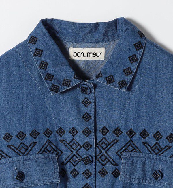 SHIPS any「bon_meur:〈洗濯機可能〉エンブロイダリー デニム シャツ ジャケット」|デニムジャケット|