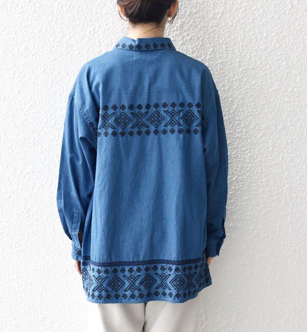 SHIPS any「bon_meur:〈洗濯機可能〉エンブロイダリー デニム シャツ ジャケット」|デニムジャケット|