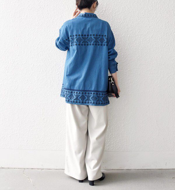 SHIPS any「bon_meur:〈洗濯機可能〉エンブロイダリー デニム シャツ ジャケット」|デニムジャケット|