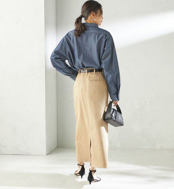 SHIPS for women「〈洗濯機可能〉ストレッチ チノ 硫化染め ステッチ スカート」|スカート|