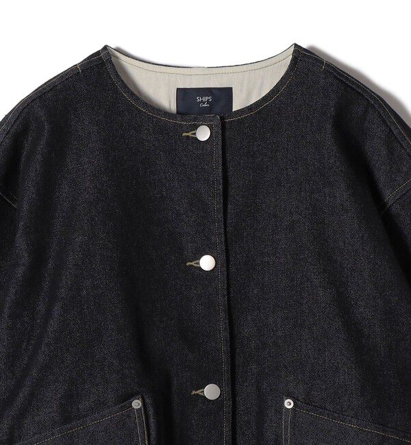 SHIPS Colors 「SHIPS Colors:〈洗濯機可能〉デニム ノーカラー ジャケット◇」|デニムジャケット|