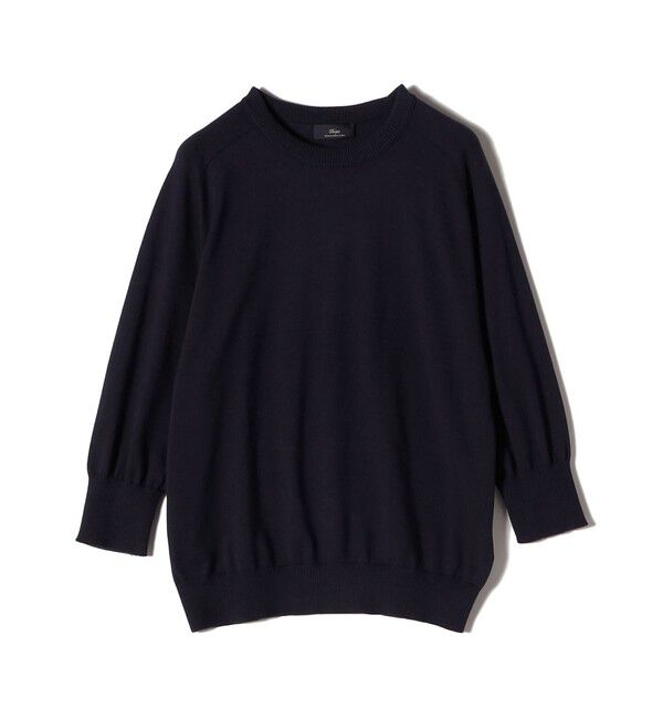 SHIPS for women「SHIPS Primary Navy Label:〈手洗い可能〉16G SUVIN プルオーバー」|ニット・セーター|ネイビー