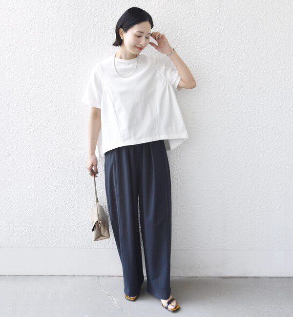 SHIPS for women「《予約》【WEB限定】〈接触冷感〉オーガニック コットン バック ギャザー トップス」|Tシャツ・カットソー|