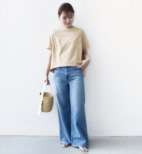 SHIPS for women「《予約》【WEB限定】〈接触冷感〉オーガニック コットン バック ギャザー トップス」|Tシャツ・カットソー|