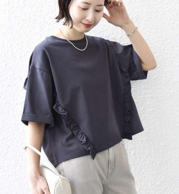 SHIPS for women「《予約》【WEB限定】〈接触冷感〉オーガニック コットン フリル TEE」|Tシャツ・カットソー|