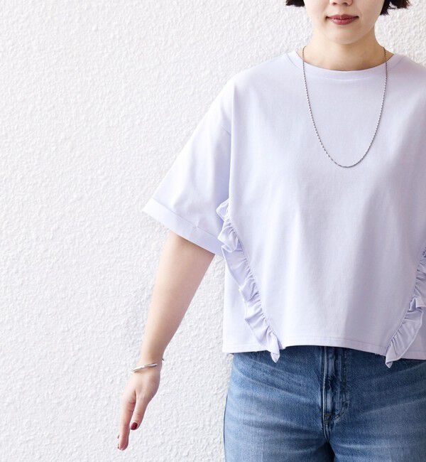 SHIPS for women「《予約》【WEB限定】〈接触冷感〉オーガニック コットン フリル TEE」|Tシャツ・カットソー|