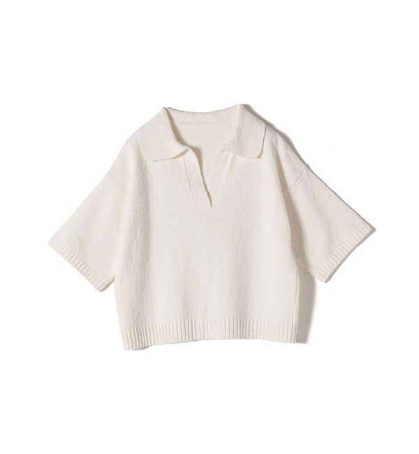 SHIPS Colors 「《予約》SHIPS Colors:〈手洗い可能〉パイル スキッパー 5分袖 ニット◆」|ニット・セーター|オフホワイト