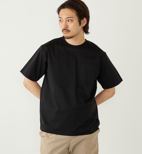 SHIPS Colors 「《予約》SHIPS Colors:〈抗菌防臭・UVカット〉シルケット コットン クルーネック T◆」|Tシャツ・カットソー|ブラック